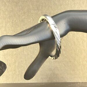 Stainless Steel Twisted Cuff Bracelet | Polished Open Bangle | Unisex